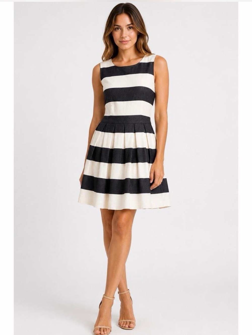 GAP Women’s Navy Blue White Striped Sleeveless  Fit-and-Flare Mini Dress Size 0